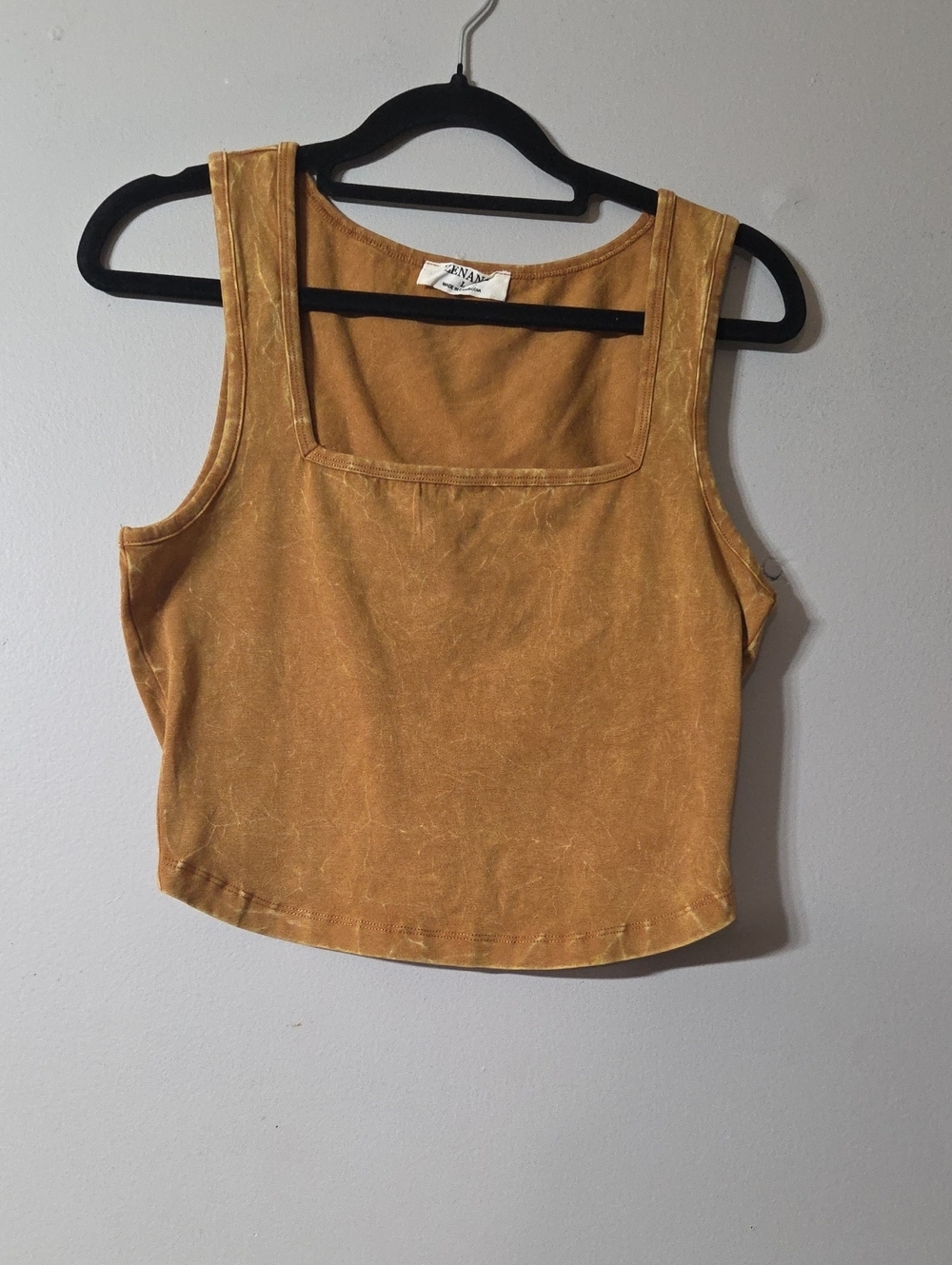 Zenana Outfitters Square-Neck Cropped Tank in Mustard